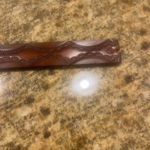 Tooled Full Grain Cowhide Belt Brown Adjustable Men's 40 NO BUCKLE